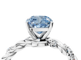 White gold Fancy Blue Cushion  Solitaire Twisted Band with Pavé Accents and Four-Prong Setting_7