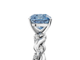 White gold Fancy Blue Cushion  Solitaire Twisted Band with Pavé Accents and Four-Prong Setting_8
