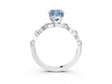 White gold Fancy Blue Cushion  Solitaire Twisted Band with Prong Setting 3