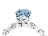 White gold Fancy Blue Cushion  Solitaire Twisted Band with Prong Setting 4