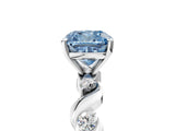 White gold Fancy Blue Cushion  Solitaire Twisted Band with Prong Setting 5