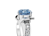 White gold Fancy Blue Cushion  Solitaire Twisted Band with Prong Setting_8