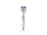 White gold Fancy Blue Cushion  Solitaire Twisted Pave Diamond Ring with Four-Prong Setting_153