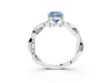 White gold Fancy Blue Cushion  Solitaire Twisted Pave Diamond Ring with Four-Prong Setting_154