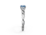 White gold Fancy Blue Cushion  Solitaire Vine Band with Milgrain Prong Setting_5