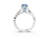 White gold Fancy Blue Cushion  Solitaire Vine Band with Milgrain Prong Setting_6