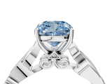 White gold Fancy Blue Cushion  Solitaire Vine Band with Milgrain Prong Setting_7