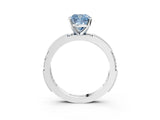 White gold Fancy Blue Cushion  Solitaire with Pavé Band and Four-Prong Setting_413