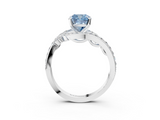White gold Fancy Blue Cushion  Solitaire with Pavé Twist Band and Four-Prong Setting_74
