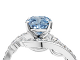 White gold Fancy Blue Cushion  Solitaire with Pavé Twist Band and Four-Prong Setting_75