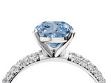 White gold Fancy Blue Cushion  Solitaire with Pave Band and Four-Prong Setting_7