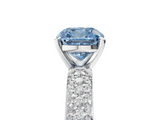 White gold Fancy Blue Cushion  Solitaire with Pave Band and Four-Prong Setting_8