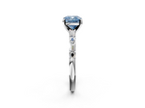 White gold Fancy Blue Cushion  Solitaire with Side Baguettes and Channel Set Band_60
