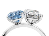 White gold Fancy Blue Cushion  and Emerald Cut Toi Moi Ring with Prong Setting_50
