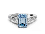 White gold Fancy Blue Emerald  Brilliant Cut Diamond Engagement Ring with Pavé Band and Four-Prong Setting_80
