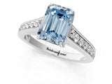 White gold Fancy Blue Emerald  Brilliant Cut Diamond Engagement Ring with Pavé Band and Four-Prong Setting_81