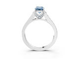 White gold Fancy Blue Emerald  Brilliant Cut Diamond Engagement Ring with Pavé Band and Four-Prong Setting_86