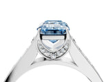 White gold Fancy Blue Emerald  Brilliant Cut Diamond Engagement Ring with Pavé Band and Four-Prong Setting_89