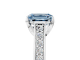 White gold Fancy Blue Emerald  Brilliant Cut Diamond Engagement Ring with Pavé Band and Four-Prong Setting_90