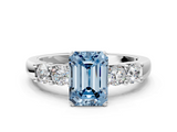 White gold Fancy Blue Emerald  Brilliant Cut Diamond Five-Stone Prong Set Engagement Ring with Channel Band_3
