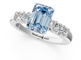 White gold Fancy Blue Emerald  Brilliant Cut Diamond Five-Stone Prong Set Engagement Ring with Channel Band_4