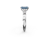 White gold Fancy Blue Emerald  Brilliant Cut Diamond Five-Stone Prong Set Engagement Ring with Channel Band_5