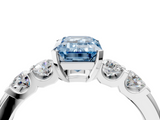 White gold Fancy Blue Emerald  Brilliant Cut Diamond Five-Stone Prong Set Engagement Ring with Channel Band_7