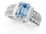 White gold Fancy Blue Emerald  Brilliant Diamond Channel Set Wide Band Ring with Bezel Setting_21