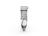 White gold Fancy Blue Emerald  Brilliant Diamond Channel Set Wide Band Ring with Bezel Setting_22