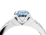 White gold Fancy Blue Emerald  Brilliant Diamond Channel Set Wide Band Ring with Bezel Setting_24
