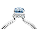White gold Fancy Blue Emerald  Brilliant Solitaire Engagement Ring with Six-Prong Setting and Classic Band_24