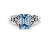 White gold Fancy Blue Emerald  Brilliant Solitaire with Pave Band and Four-Prong Setting_20