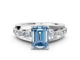 White gold Fancy Blue Emerald  Brilliant Solitaire with Side Stones on a Pave Band and Four-Prong Setting_24
