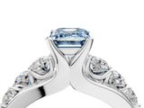 White gold Fancy Blue Emerald  Brilliant Solitaire with Side Stones on a Pave Band and Four-Prong Setting_28