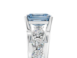 White gold Fancy Blue Emerald  Brilliant Solitaire with Side Stones on a Pave Band and Four-Prong Setting_29