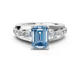 White gold Fancy Blue Emerald  Brilliant Solitaire with Side Stones on a Pave Band and Four-Prong Setting_61