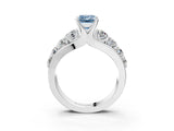 White gold Fancy Blue Emerald  Brilliant Solitaire with Side Stones on a Pave Band and Four-Prong Setting_64