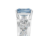 White gold Fancy Blue Emerald  Brilliant Solitaire with Side Stones on a Pave Band and Four-Prong Setting_66