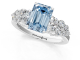 White gold Fancy Blue Emerald  Cluster Diamond Engagement Ring with Pavé Band and Four-Prong Setting_33