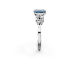 White gold Fancy Blue Emerald  Cluster Diamond Engagement Ring with Pavé Band and Four-Prong Setting_34