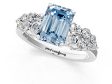 White gold Fancy Blue Emerald  Cluster Diamond Engagement Ring with Pavé Band and Four-Prong Setting_35
