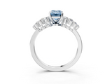 White gold Fancy Blue Emerald  Cluster Diamond Engagement Ring with Pavé Band and Four-Prong Setting_36