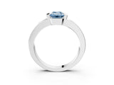 White gold Fancy Blue Emerald Cut Brilliant Channel-Set Diamond Ring with Bezel Prong Setting_15