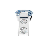White gold Fancy Blue Emerald Cut Brilliant Channel-Set Diamond Ring with Bezel Prong Setting_17