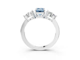 White gold Fancy Blue Emerald Cut Brilliant Diamond Cluster Accent Solitaire Ring with Prong Setting_21