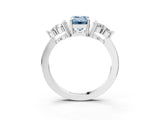 White gold Fancy Blue Emerald Cut Brilliant Diamond Cluster Accent Solitaire Ring with Prong Setting_33