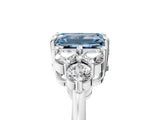White gold Fancy Blue Emerald Cut Brilliant Diamond Cluster Accent Solitaire Ring with Prong Setting_35