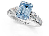 White gold Fancy Blue Emerald Cut Brilliant Diamond Pavé Band with Six-Prong Setting_13