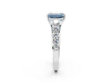 White gold Fancy Blue Emerald Cut Brilliant Diamond Pavé Band with Six-Prong Setting_14