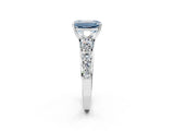 White gold Fancy Blue Emerald Cut Brilliant Diamond Pavé Band with Six-Prong Setting_14